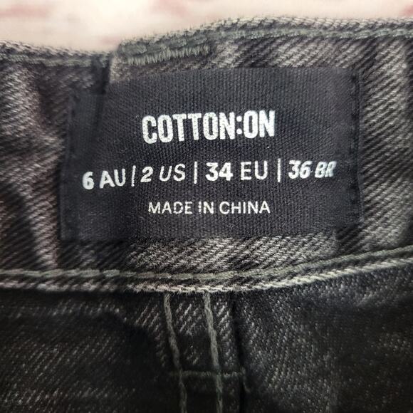 Cotton-On Black High Rise Mom Denim Shorts Size 2 - Picture 5 of 6